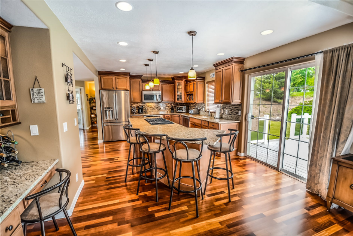 kitchen with wooden floor